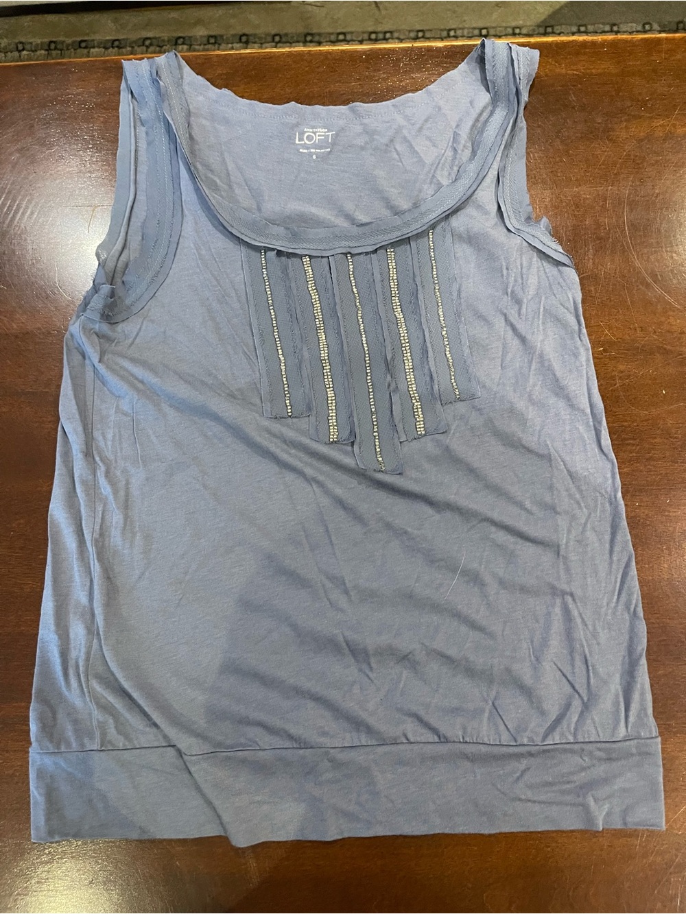 Ann Taylor LOFT Embellished Tank Top in blue Size Small